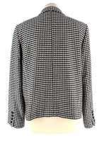 MaxMara Black And White Houndstooth Single Breasted Wool Blazer