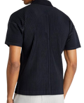 ISSEY MIYAKE Navy Pleated Polo-Shirt
