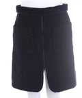 Black Tweed Zip Front Mini Skirt
