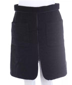 Black Tweed Zip Front Mini Skirt