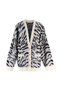 Alessandra Rich Zebra Print Embellished Mohair Cardigan