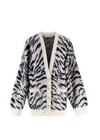 Alessandra Rich Zebra Print Embellished Mohair Cardigan