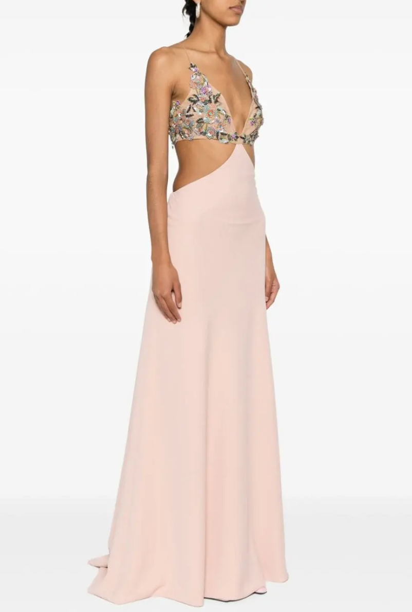 Costarellos  Floral-Appliqué Maxi Dress