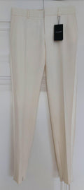 Saint Laurent Cream Satin Trimmed Tapered Trousers