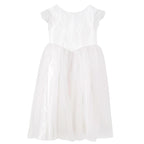 Jacadi Girls White Tulle and Glitter Dress with Crown Headband