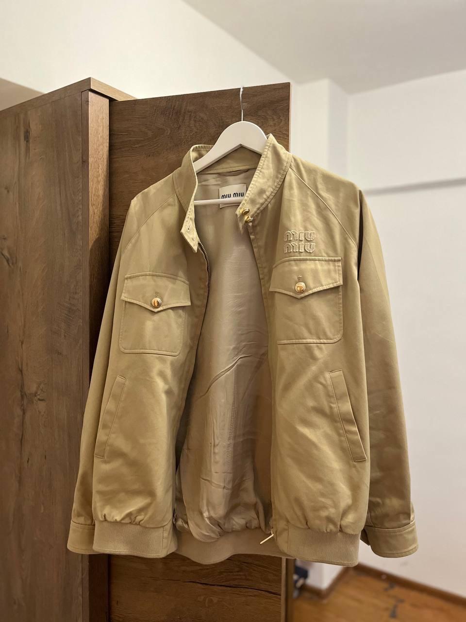 Miu Miu Beige Cotton Bomber Jacket