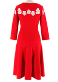Floral Red Stretch Knit Skater Dress