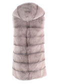 Yves Salomon Grey Mink Fur Hooded Gilet