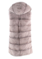 Yves Salomon Grey Mink Fur Hooded Gilet