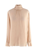 Fendi Golden Beige Blouse with Neck Tie