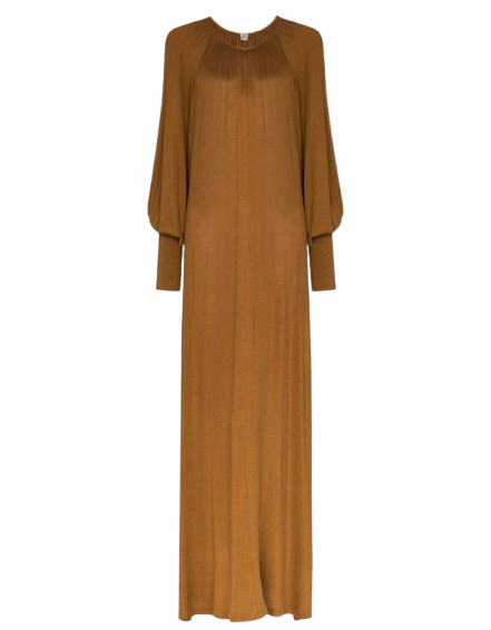 Toteme Brown Cuffed Sleeve Maxi Dress