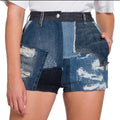 Patchwork Denim Shorts
