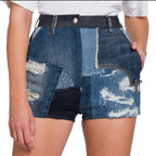 Patchwork Denim Shorts