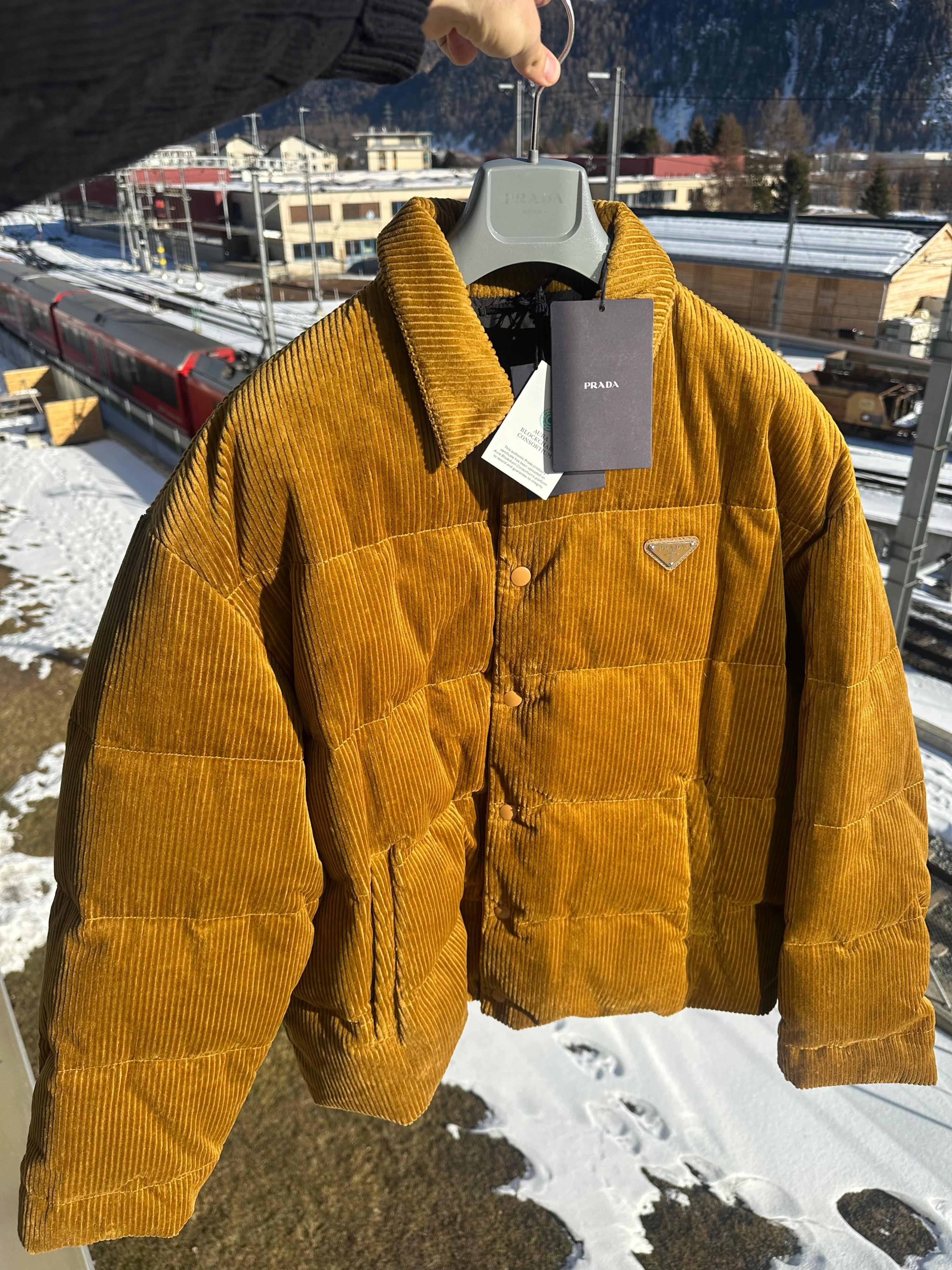 Prada Ochre Corduroy Down Jacket