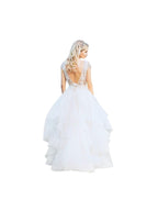 Custom Made Floral Embroidered Tiered Wedding Dress