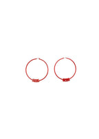 Red enamelled logo hoop earrings