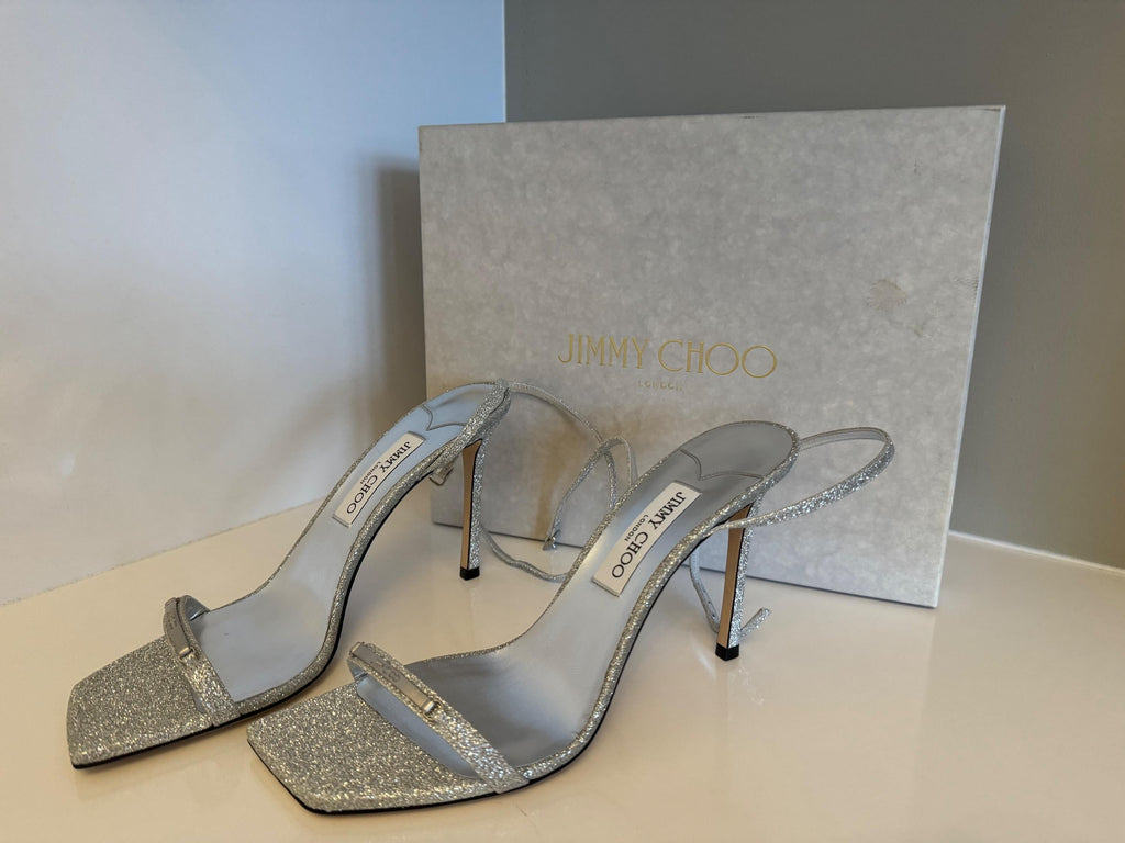 Jimmy Choo Silver Metallic Jaxon Sandals