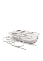 Amina Muaddi White Leather Tie Sandals