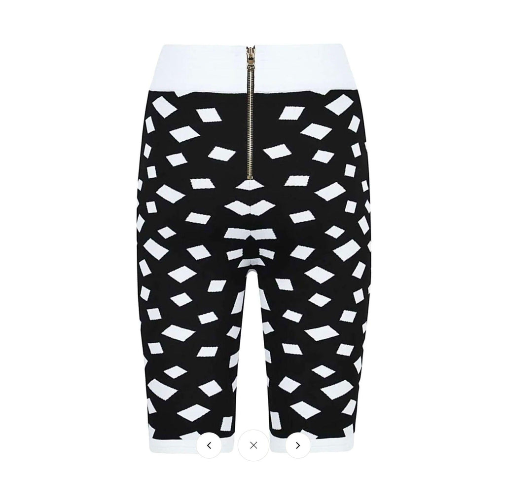 Balmain Black and White Jacquard Cycling Shorts