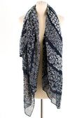Bespoke Navy Floral Patter Shawl