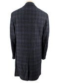 Canali Navy Check Kei Longline Coat