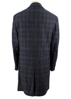 Canali Navy Check Kei Longline Coat