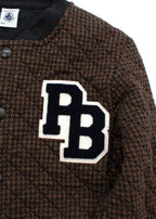 Kids 8y Brown and grey cotton houndstooth bomber jacket