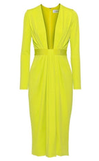 Cushnie Et Ochs Neon Deep V MIdi Dress