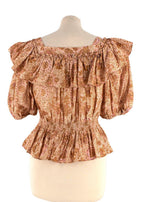 Ulla Johnson Tan Floral Ruffled Top