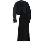 Carolina Herrera Black Cropped Blazer and Maxi Skirt Silk Suit