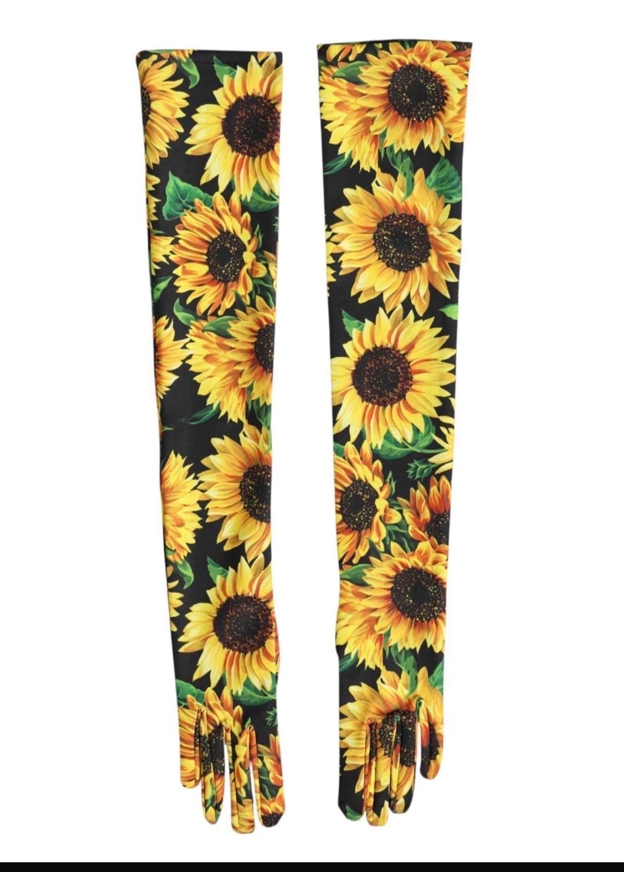 Dolce & Gabbana Sunflower Print Long Gloves