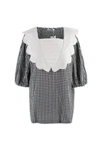 Batsheva Black and White Gingham Scalloped Collar Top