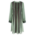 Mikael Aghal Green floral print dress with black lace trim