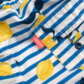 Sunuva Blue & Yellow Striped Lemons Print Swim Shorts
