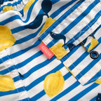 Sunuva Blue & Yellow Striped Lemons Print Swim Shorts