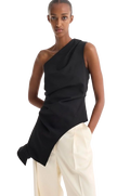 Rohe Black Wool Blend One Shoulder Top