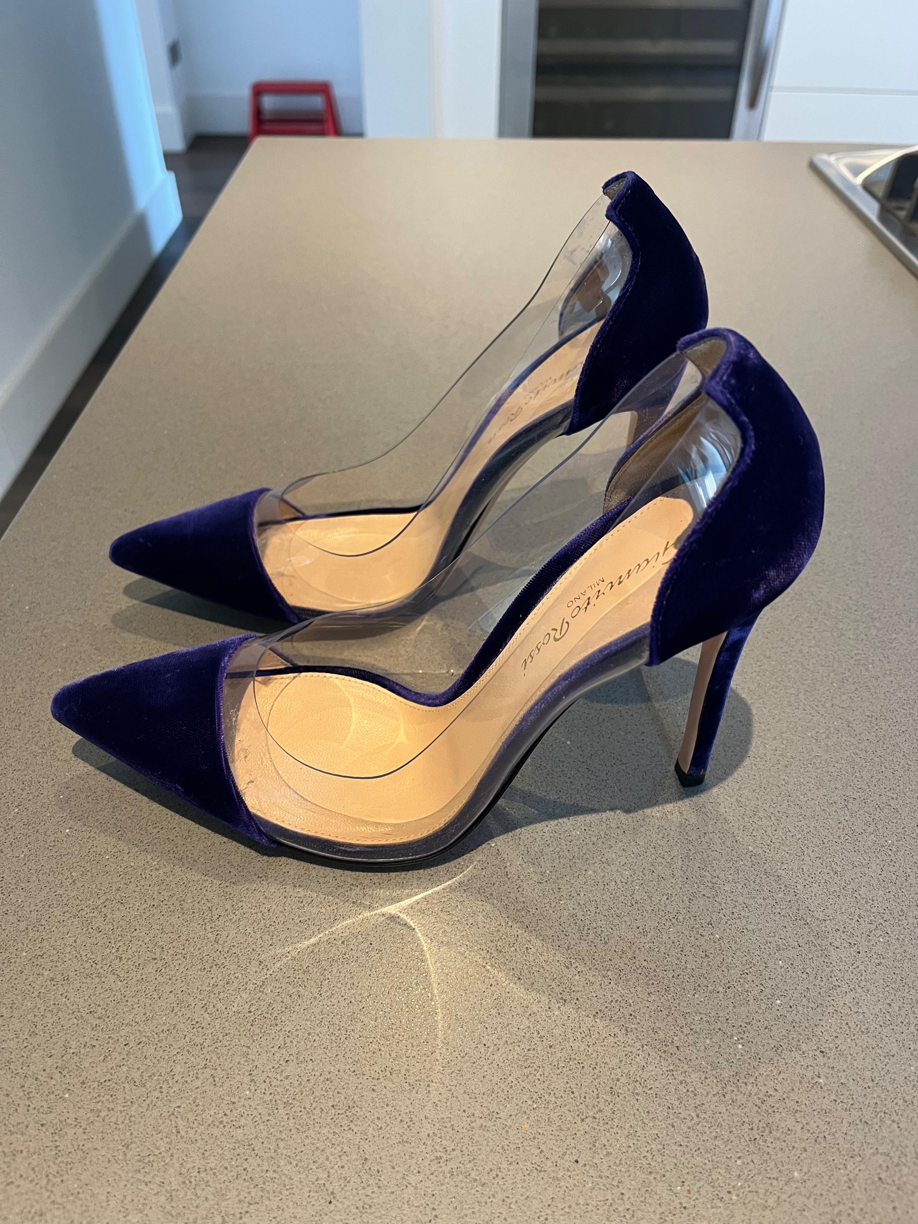 Gianvito Rossi Purple Velvet Plexi 105