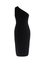 Bottega One Shoulder Black Midi Dress