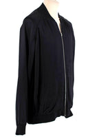 Black Satin Panther Embellished Bomber Jacket