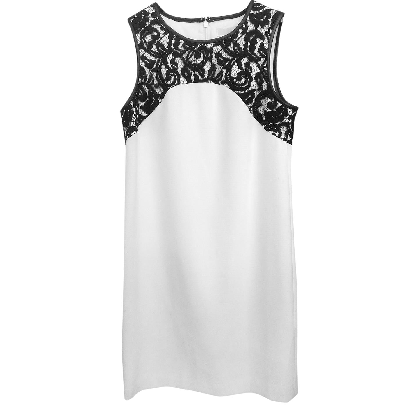 Michael Kors lamb leather trimmed lace dress