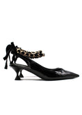 Burberry Black Patent Leather Slingback Pumps