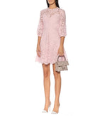 Valentino Scalloped Lace A-line Minidress In Pink
