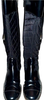 Burberry Black Quilted Leather & Nylon Boots