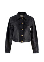 DL 1961 Black Obsidian Vika Leather Trucker Jacket