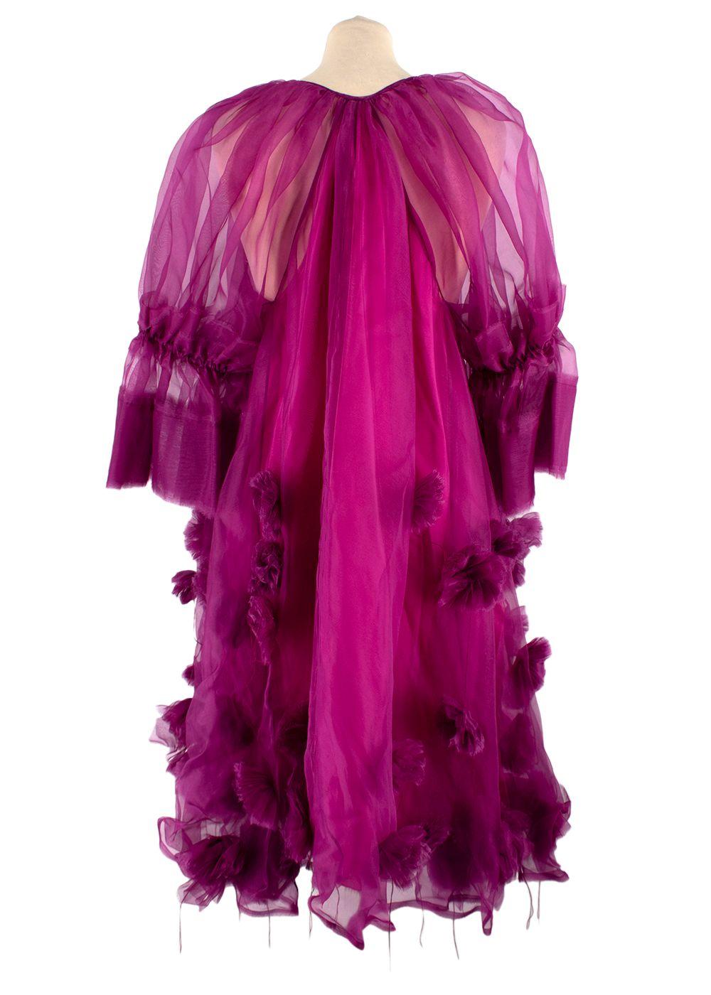 Roksanda Purple Silk Tulle Floral Applique Dress
