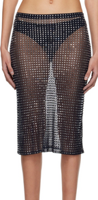 Christopher Esber Navy Cristalla Midi Skirt