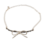 Chanel Faux Pearl/Ribbon  Choker