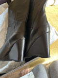Prada Black Leather Eddy Wedge Boots