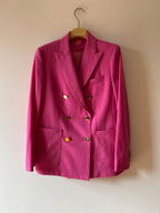 MaxMara Pink Double Breasted Mohair Blend Wool Blazer
