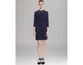 Purple crepe embellished collar dress